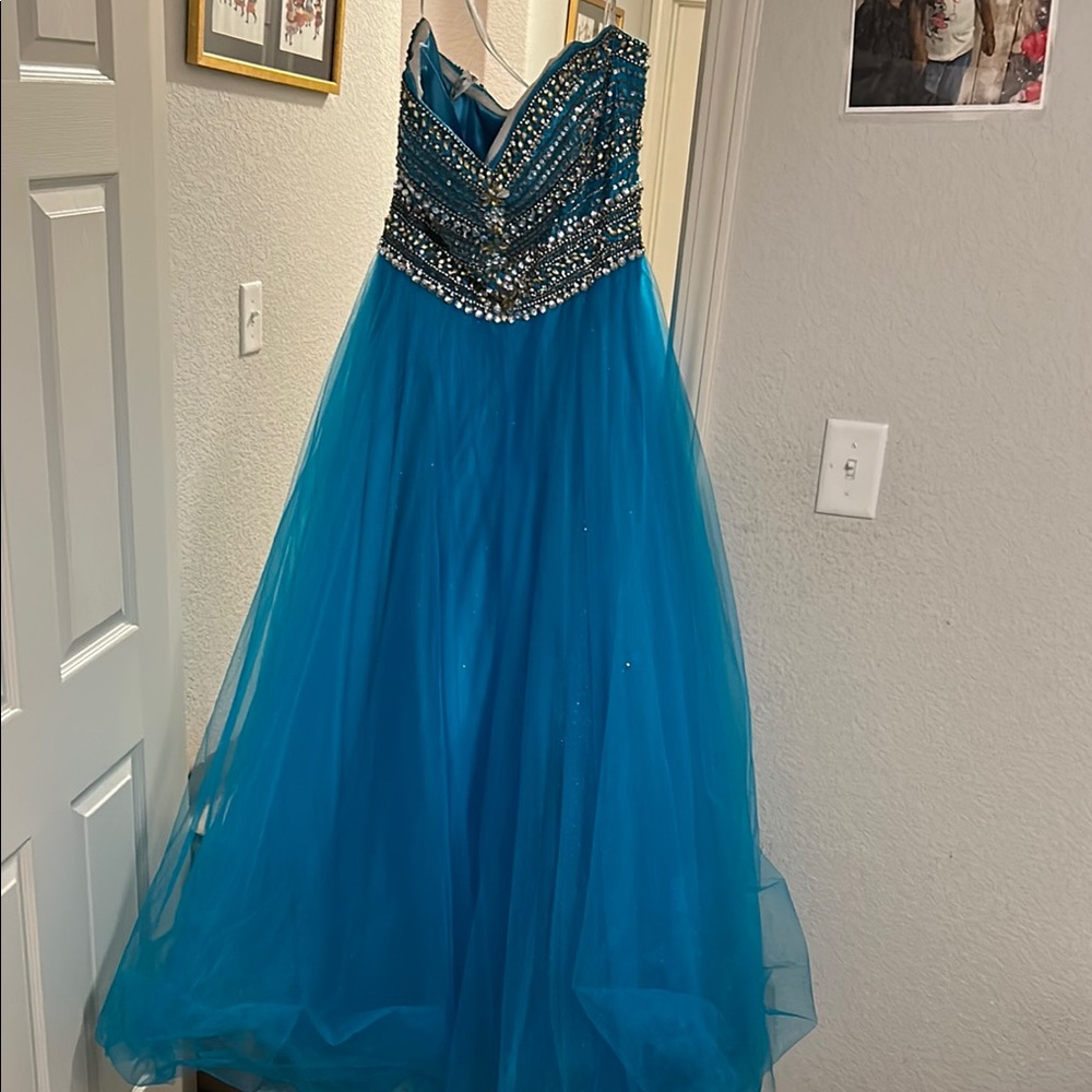 Tiffany Designs Turquoise Gown